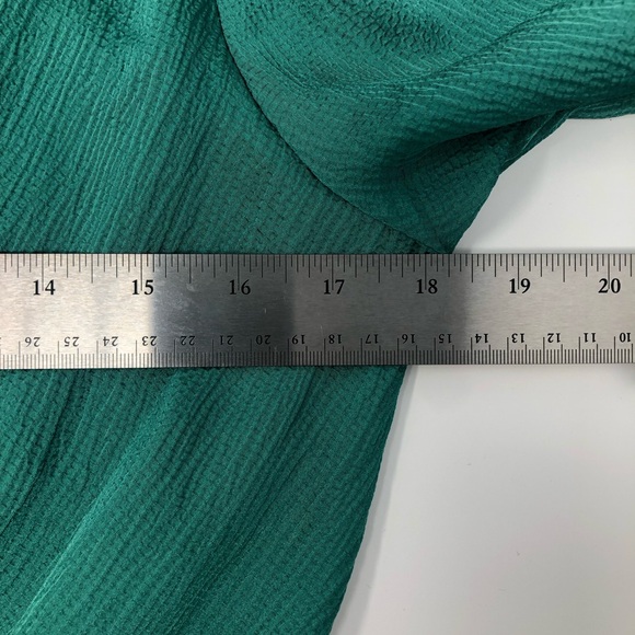 Monteau Los Angeles Green Blouse Faux Wrap Elastic Waist Size Large - Picture 7 of 9